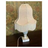 Small Marble Lamp with Fringed Shade