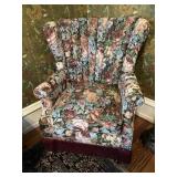 Floral Upholstered Wing Back Chair