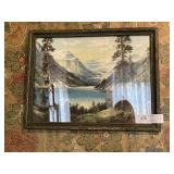 Vintage Print of Lake and Mountains