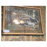 Victorian Print of Dogs and Cat