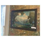 Print of Lake and Mountains