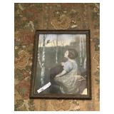 Print of Young Girl Gazing at Bird