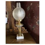 Pair of Glass, Brass, and Marble, Bedroom Lamps