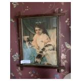 Print of Young Girl Feeding 3 Kittens