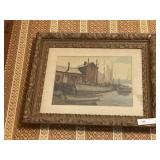 Print of Sail Ship at Dock