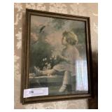 Print of Young Child Gazing at Blue Bird