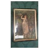 Print of Elegant Lady Feeding Parakeet