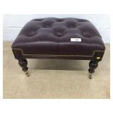 Modern Leather Top Rolling Ottoman