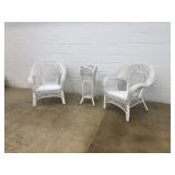 3 Pc. White Wicker Patio Set
