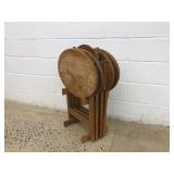 (4) Wooden Oak Hostess Tables