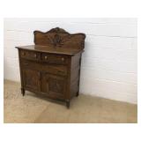Vintage Ornate Oak Server