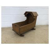 Modern Oak Doll Cradle