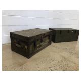 (2) Vintage Army Storage Trunks