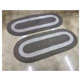 Pair of Neutral Colored Oval Braided Rugs