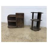 Wooden Plant Stand and Cabinet with Bookshelf