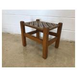 Oak Framed Footstool w/ Woven Top