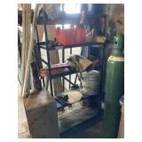 Metal Shelf Unit and Contents