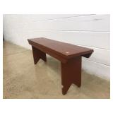 Red Painted Wooden Porch Bench