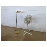 Brass Plated Reading Lamp & Fan