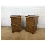 (2) Oak 2-Drawer File Cabinets