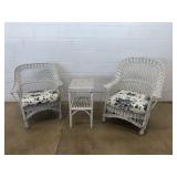 3 Pc. White Wicker Patio Set
