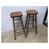 (2) Wooden Stools