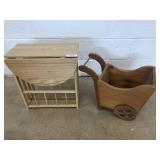 Magazine Rack End Table & Wooden Wheelbarrow