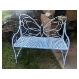Light Metal Garden Bench w/ Butterfly Back