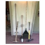 Garden Tools- Pickaxes, Plastic Rake, Etc.