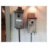 (2) Homemade Birdhouses on Steel Rods