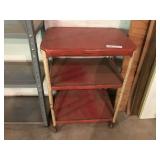Vintage Red and White Metal Serving Cart