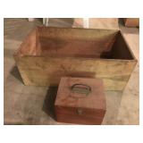 Vintage Wooden Box With Small Linen Box