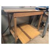 Homemade Wooden Rolling Cart with Drafting Board