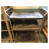 Vintage Metal 3 Shelf Rolling Cart