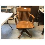 Vintage Oak Rolling Swivel Office Chair