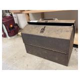 Vintage Metal Tool Box with Rubber Mallet