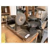 Antique Electric Bench Grinder on Wood Platform