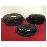 (3) Various Roasting Pans