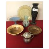 Large Marble Vase, Colorful Glass, Etc.