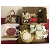 (2) Box Lots- Ornaments, Plates, Basket, Etc.