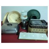 Baking Pans, Christmas Tree Stand, Light, Etc.