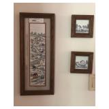 3 Various Oak Framed Prints with Houses