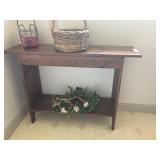Pine Small Bench with Lower Shelf