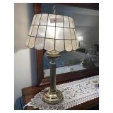 Pair of Brass Table Lamp with Fluted Column