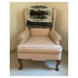 Queen Anne Style Striped Upholstered Chair