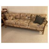 Rattan Sofa With Upholstered Seats and Pillows