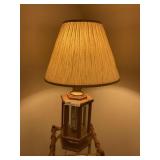 Wood and Beveled Glass Table Lamp, Pitcher, Etc
