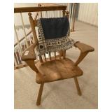 Wooden Saddle Seat Arm Chair
