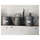 (2) Vintage Galvanized Sprinkling Cans, Etc.