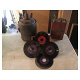 Antique Kerosene Cans, 45 Records, Etc.